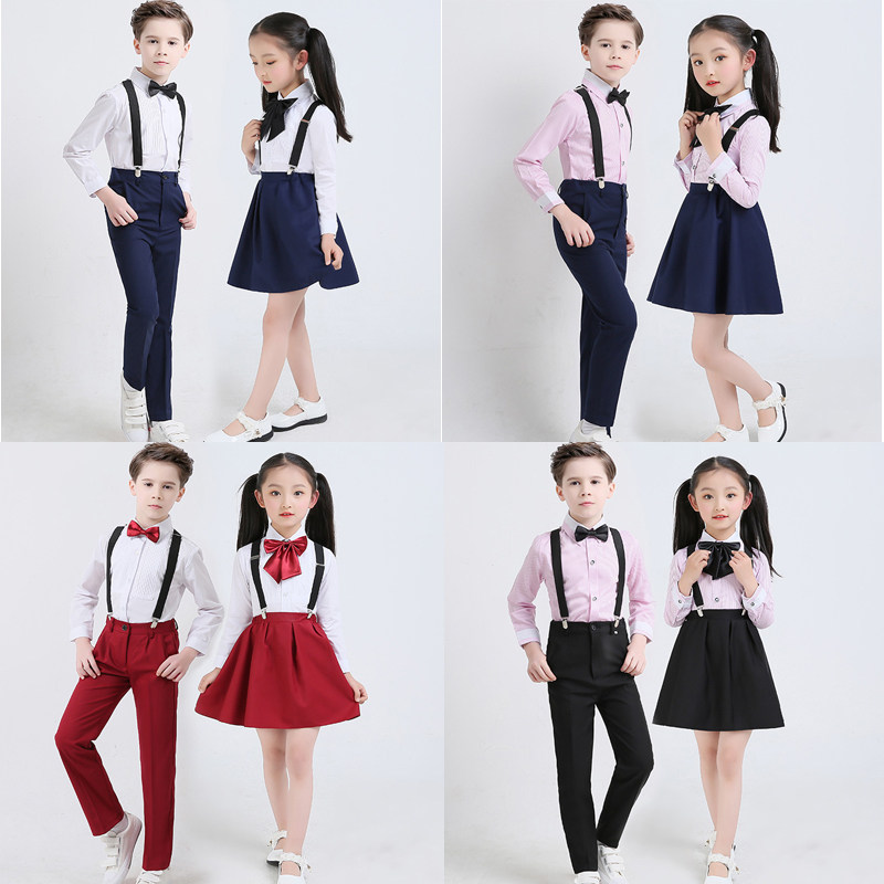 Children's chorus poetry recitation primary school students choir performance clothing boys dress suit overalls performance clothing