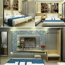 Customized business boutique hotel furniture 1 2 m standard room full bed B & B guest room double room soft bag bed backrest