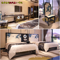 High-End star business hotel standard suite furniture suite single double bed solid wood paint furniture full set