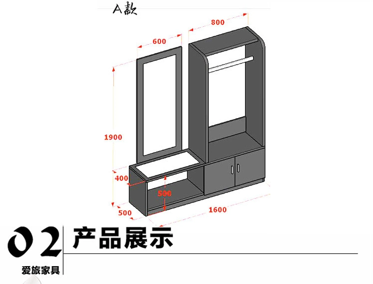 Khách sạn căn hộ căn hộ cho thuê phòng nội thất mái nhà tủ quần áo gương tủ quần áo có thể được tùy chỉnh lưu trữ một mảnh hành lý