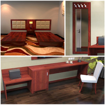 Hotel apartment hotel dormitory room standard bed room full set of furniture bed computer desk hanging mirror bedside bedcase