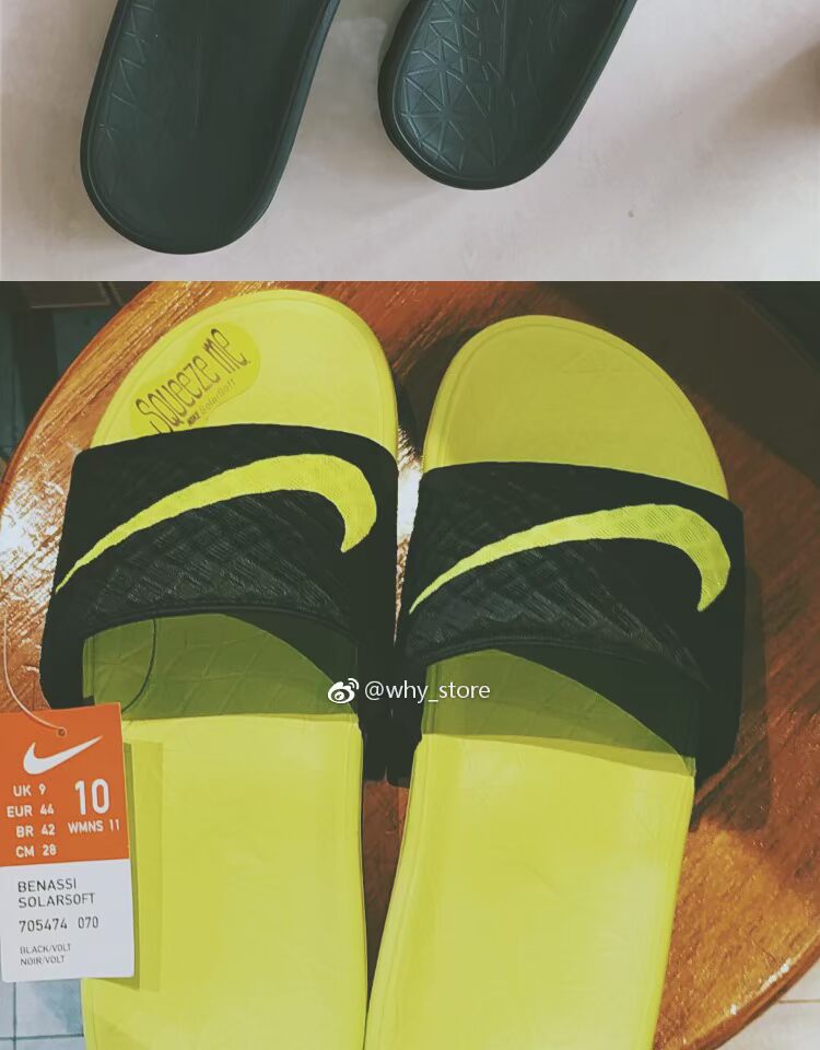 Nike Benassi Solarsoft logo lớn màu đen và trắng hồng đế mềm mùa hè 705485-601 - Dép thể thao dép cao gót