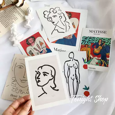 ins Cold wind Matisse retro abstract lines Oil painting card posing photo props Home wall decoration