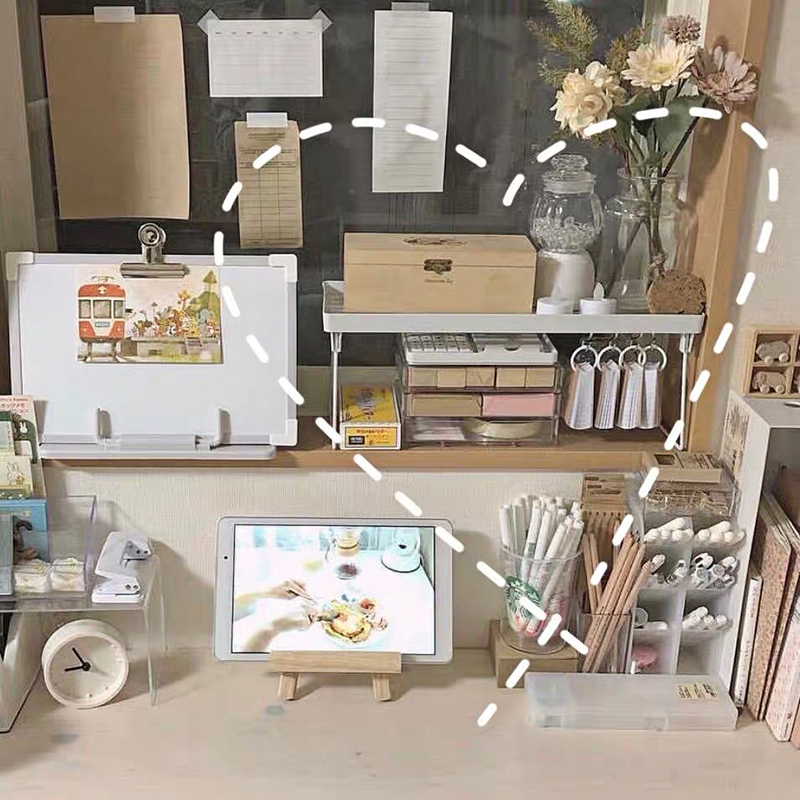 INS white simple hollow folding storage rack heighten storage rack hand ledges stationery sundries desktop decoration storage