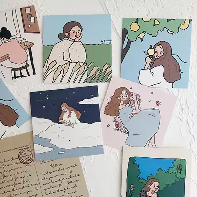 ins fresh girl heart illustration small card homemade creative mobile phone protective case card chic photo background postcard