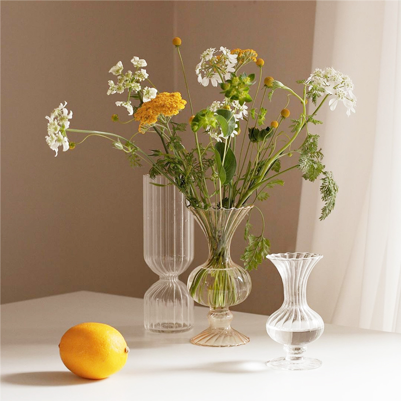 Tonight shop French tulip vertical stripe glass vase Korean ins vase with decorative ornaments