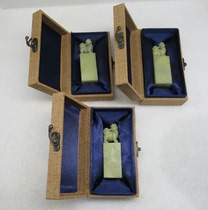 A group of 3 parties 2 5*2 5*8CM fine sealed door frozen ancient beast Qingtian stone Bahrain Shoushan Seal stone seal stone