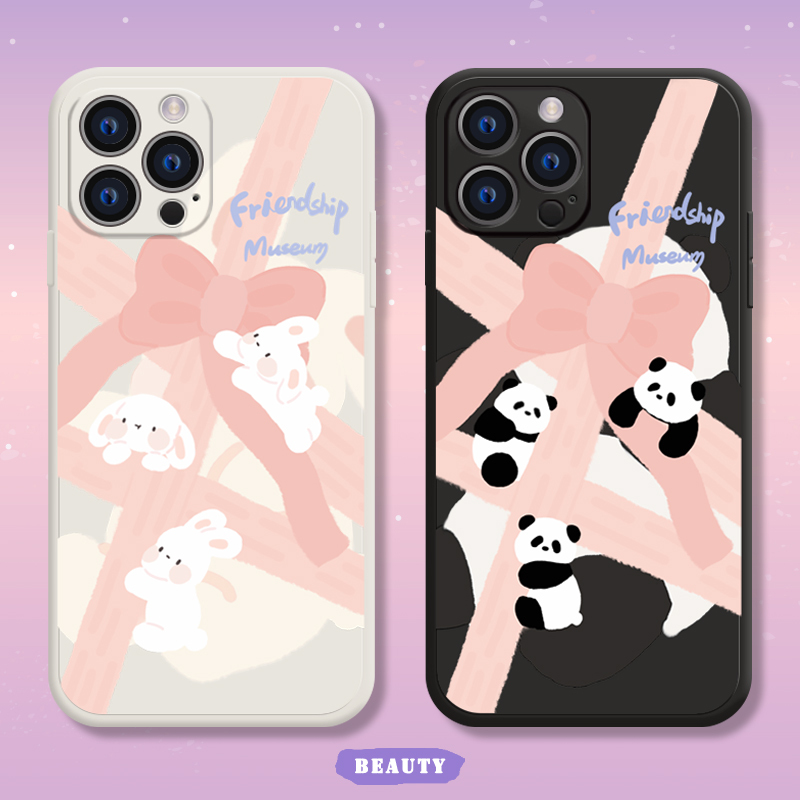 Gift-Opening Panda iPhone 15 Apple 16 Pro Max Creative Nova 10 Huawei P70 Redmi K60 Xiaomi 14 Rabbit Iqoo 12 Honor 100 Compatible Vivo X80 Couple Phone Case for Women
