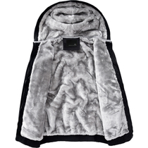 Autumn and winter plus size mens cardigan jacket plus velvet padded zip hoodie fat loose cotton sweater New