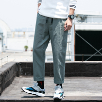 Overalls mens casual long pants Korean fashion brand summer cotton autumn loose Sports foot ankle-length pants