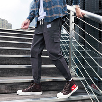 Overalls mens Tide brand loose cotton wind leg pants autumn Korean trend casual wide leg Haren pants