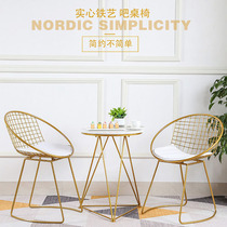 Spot Nordic leisure place Simple guest coffee table Modern Wrought iron net red dessert milk tea shop round table and chair combination