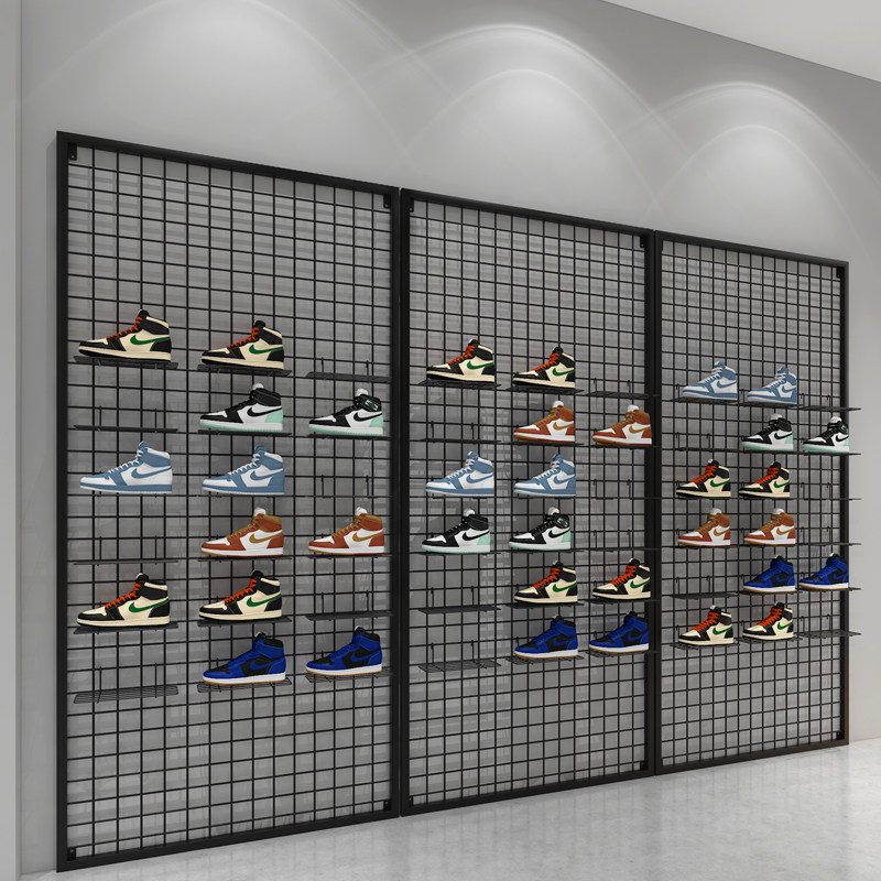 Online Red Shoes Shop Shoe Rack Shoes Shoes Show Rack Upper Wall Tide Shoes Wall Shelf Partition Mesh Shelf Wall-mounted Shoes Tosocks Shelf-Taobao