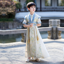 Hanfu boy short sleeve new summer slim fit Childrens ancient habits petit garçon Lordship China Wind Shuai Guoguo Tang Costume Chine