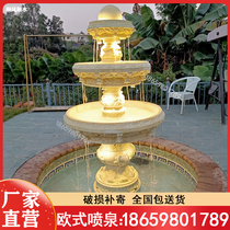 Villa Courtyard Flowing water Merchants Large pendulum Fountain Sculpture Water system Decorative Fish Pool Outside cycle Waterscape View European-style