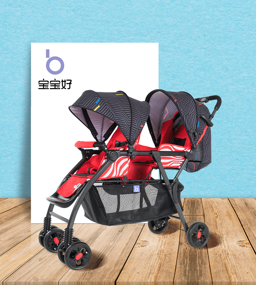 Xe đẩy em bé sinh đôi có thể ngồi ngả nhẹ sơ sinh có thể gập lại hai lốp xe đẩy xe đẩy đôi - Xe đẩy / Đi bộ giá xe đẩy cho bé