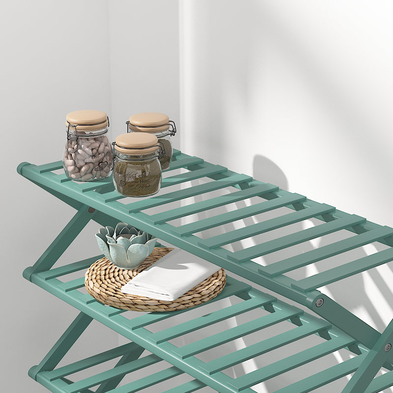 Installation-free simple door home indoor economical multi-layer folding solid wood shoe rack bamboo shoe rack dormitory explosion style