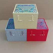 Xiangyun Brocade Box Jianzhan Porcelain Tea Set Tea Cup Purple Clay Pot Blue Satin Gift Box Master Cup Packaging Box Customized