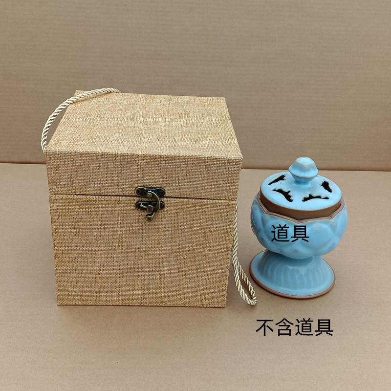 Hot-selling square linen brocade box purple sand lifting beam pot packaging tea can box pen holder box wine bottle storage box customization
