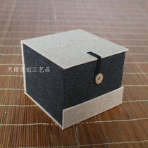Hot selling purple sand brocade box teapot packaging box tea cup box linen single pot box purple pottery building light gift box customization