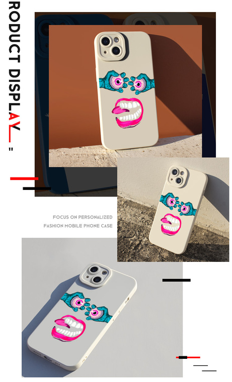Funny Eyeball Illustration Matte Silicone TPU 15, 14, 13, 12, 11 iPhone Case