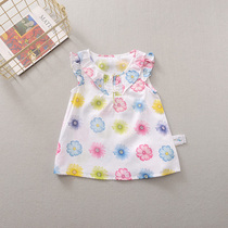 Liyingfang Childrens Wear Peter Rabbit Girl Cotton T-shirt Infant Childrens Vest T-shirt Girl Flower Top