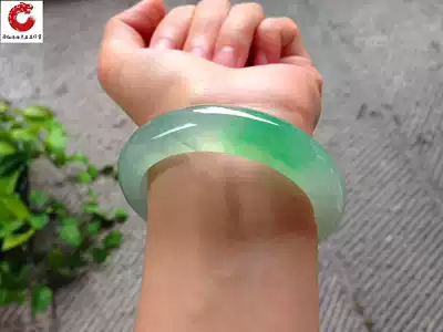 Ice species floating green jade bracelet Emerald color floating flower women's 5a jade bracelet girl natural jade grass flower bracelet