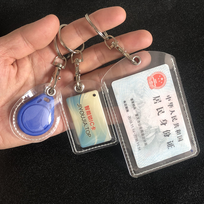 Transparent Small Access Card Holder Button-Shaped Water Drop Access Card Holder with Sensor Mini Community Access Card Elevator Card Protective Cover