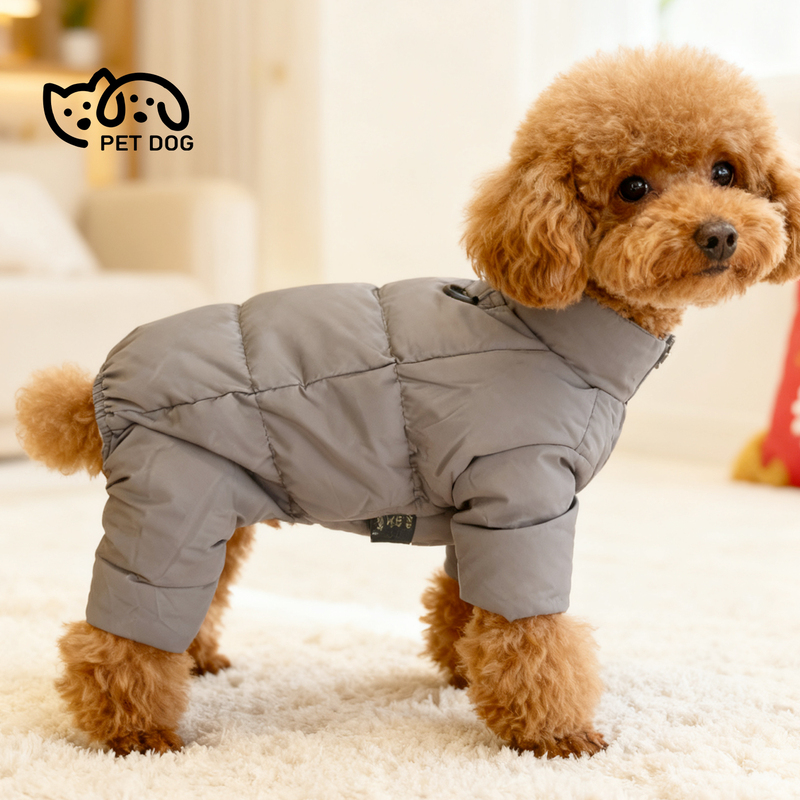Pet Dog Clothes Winter Teddy Bichon Thickened Four-Legged down Jacket for Small and Medium-Sized Dogs White Duck down Coat Warm