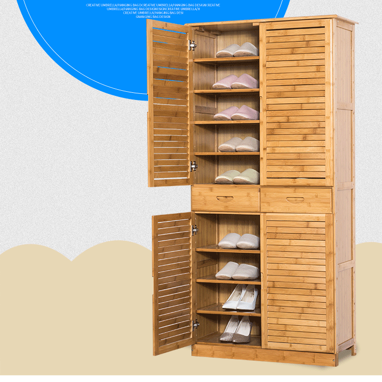 Dễ tiền quyên góp tre giày gỗ linh hoạt nhiều lớp cửa sảnh tủ lưu trữ tủ nhỏ gọn - Buồng tủ quần áo nhựa mini