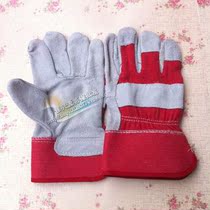 Red labor protection welding gloves Anti-cut wear-resistant industrial site steel labor protection full palm short leather red gloves