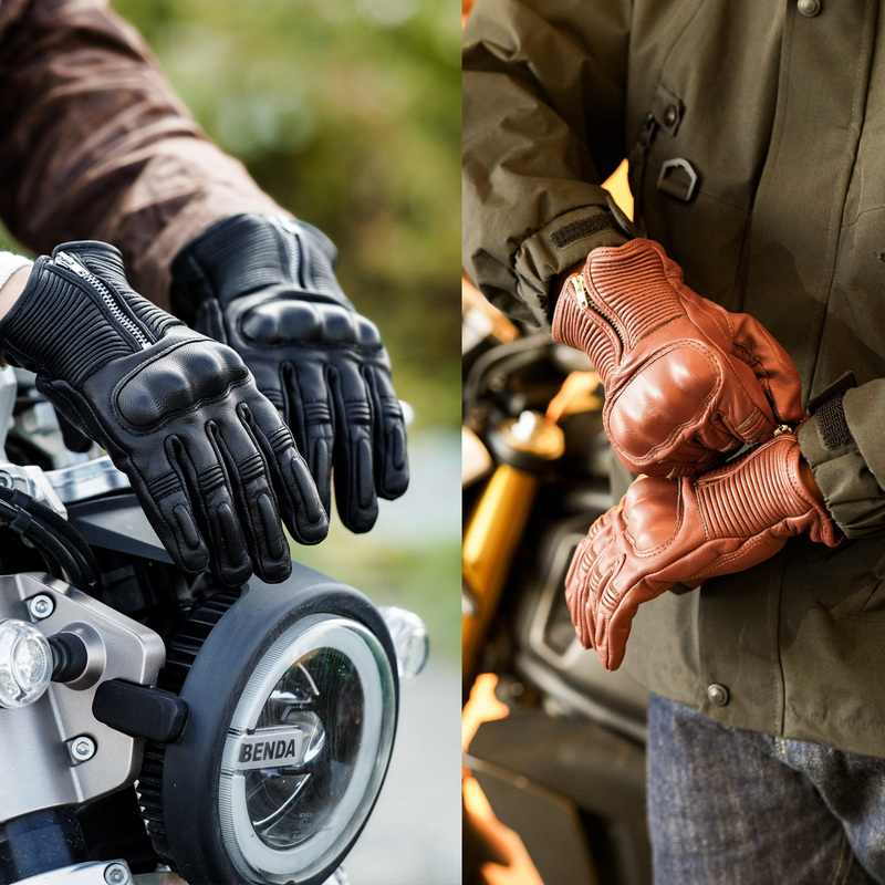 Retro Motorcycle Rider Gloves, Motorcycle Autumn and Winter Sheepskin Anti-Fall and Windproof Rider Leather Gloves, Warm [Mountain Series 18]