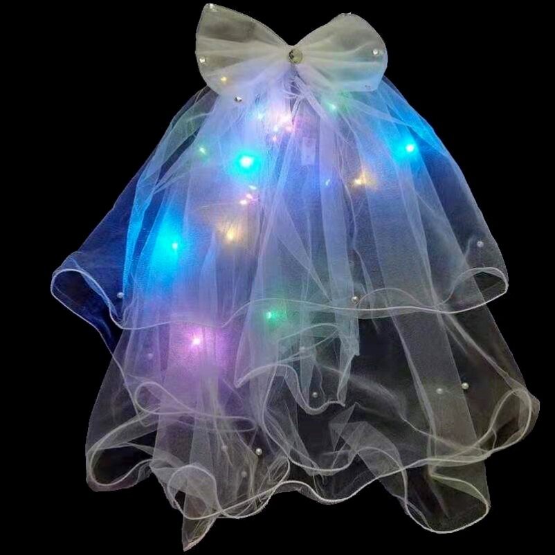 With lamp seat yarn, girls flashing lights, children's flash Princess Bright Net Red night market stalls will glow head yarn ornaments