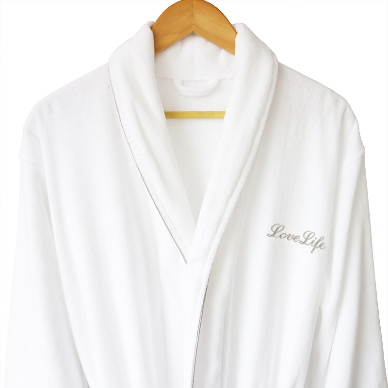 Five-Star Hotel Pure Cotton Bathrobe, Cut Velvet Towel Material, All-Cotton Absorbent Bathrobe, Soft and Thick, Unisex