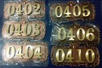 Gold-plated side metal door number two-color board door number antique house card room door number