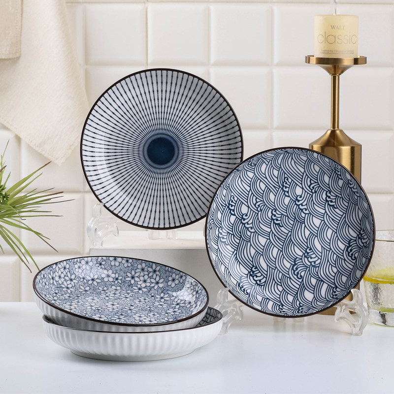 Home Day Style Plate Ceramic Glazed Round 7 8 Inch Dinner Plate Yamada Dish Dinner Plate Combination Microwave