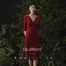 Dear white crimson dress red female 2021 new wedding dress evening dress bridal toast dress