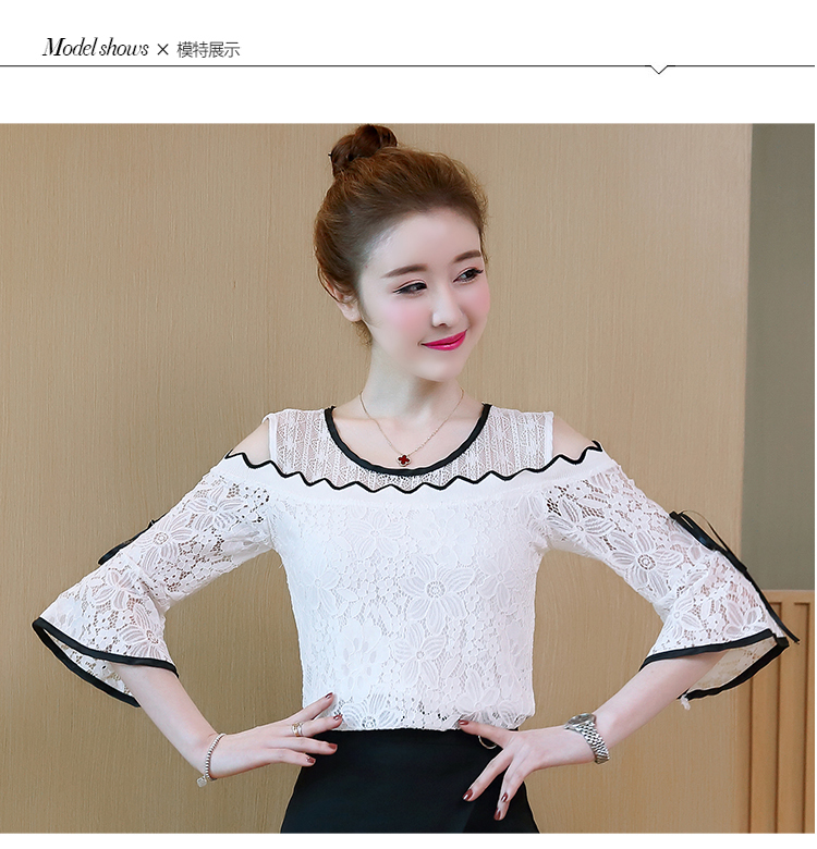 Mùa hè của phụ nữ nửa tay áo mới của Hàn Quốc ren off-the-vai đáy áo hoang dã nước ngoài áo thun voan áo T-Shirt mỏng áo trắng đẹp