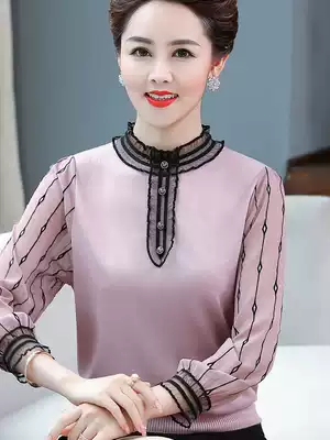 Young fat mother coat middle-aged female spring summer summer Foreign School Noble base shirt 40 years old 50 waist small shirt summer spring and autumn clothes