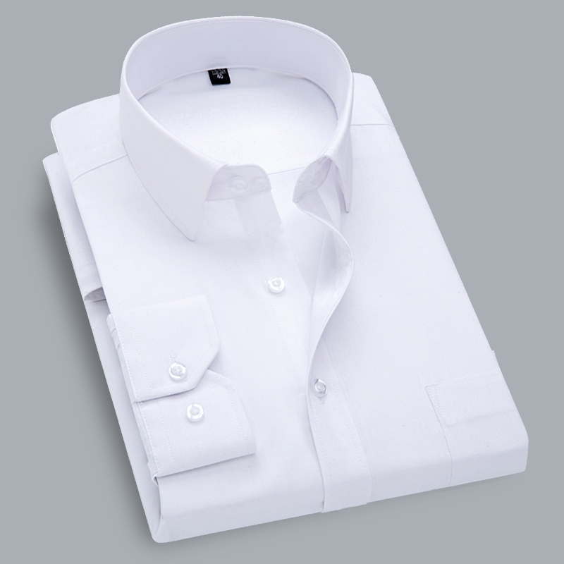 Spring and Autumn Business Shirts for Men, Long-Sleeved, New Solid Color Professional Workwear White Shirts, No-Iron 2002-G80-P30