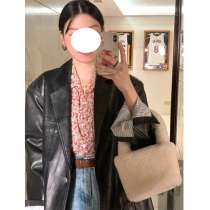 Black pu fur coat jacket woman 2024 new exploits early spring advanced senses leather jacket short and unique American yuppie