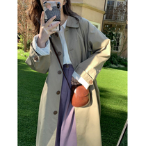 Turncoat Coat Jacket Woman 2021 Early autumn new mid-length small sub Korean version card with its color spring and autumn season big coat
