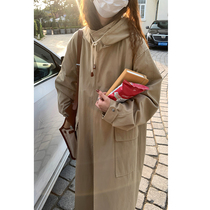 2022 new card its color windcoat jacket female little subspring autumn medium long style coat design sense superior chic