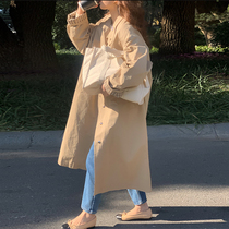 2022 new card its color windcoat jacket female little subspring autumn medium long style coat design sense superior chic