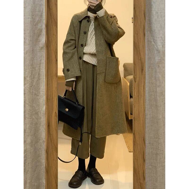 Herbenwind Day of the Airy Coats Women 2021 Autumn Winter New Subs Big Dressing Little Subthickening Medium Long Version