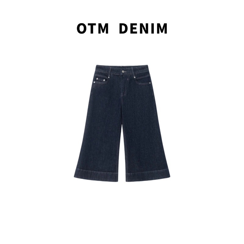 Otm Denim【Xiu Yi】Adjustable Strap Raw Denim Cropped Flared Pants Summer Designer New Style Not Easy to Fade