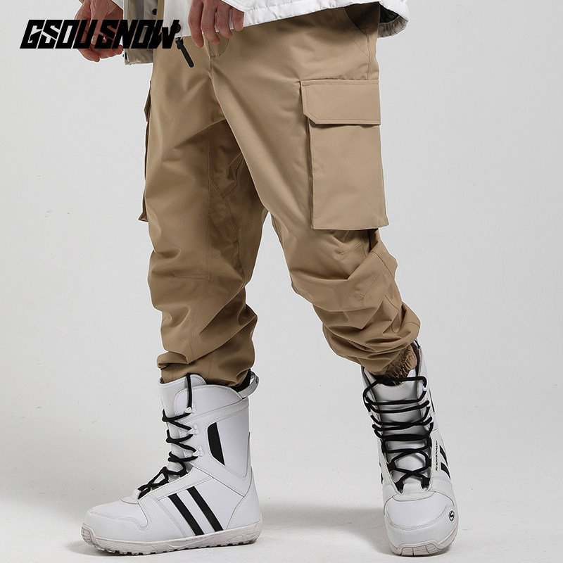 2021 new Gsou Snow frock leg thin ski pants men windproof waterproof single and double board tide pants