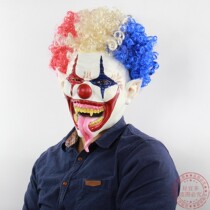 Explosive head big mouth long tongue clown mask Halloween cosplay latex horror Ghost Head Set Decoration