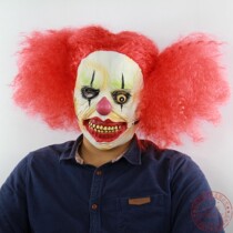 Halloween Red big braid clown mask latex headgear horror Ghost cospla full face Hood Masquerade Ball