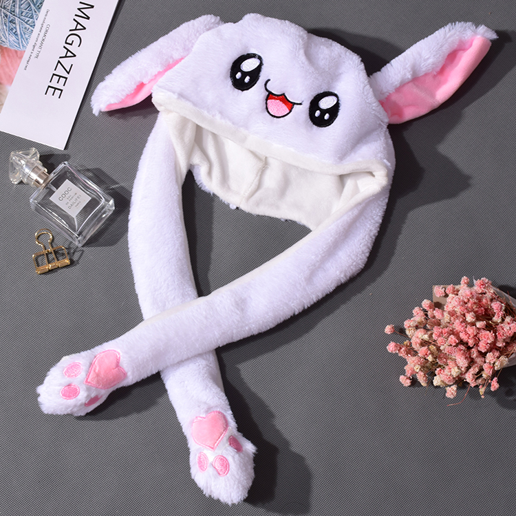 一捏会动耳朵帽子抖音同款网红兔子帽长耳朵少